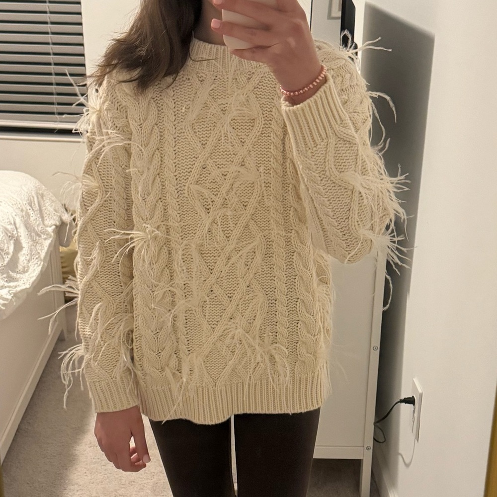 Hyacinth House Cream Talulah Feather Sweater